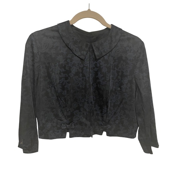 Vintage 1950s Dress & Bolero Jacket Set Nylon Floral Mid Century with Belt - Picture 3 of 12